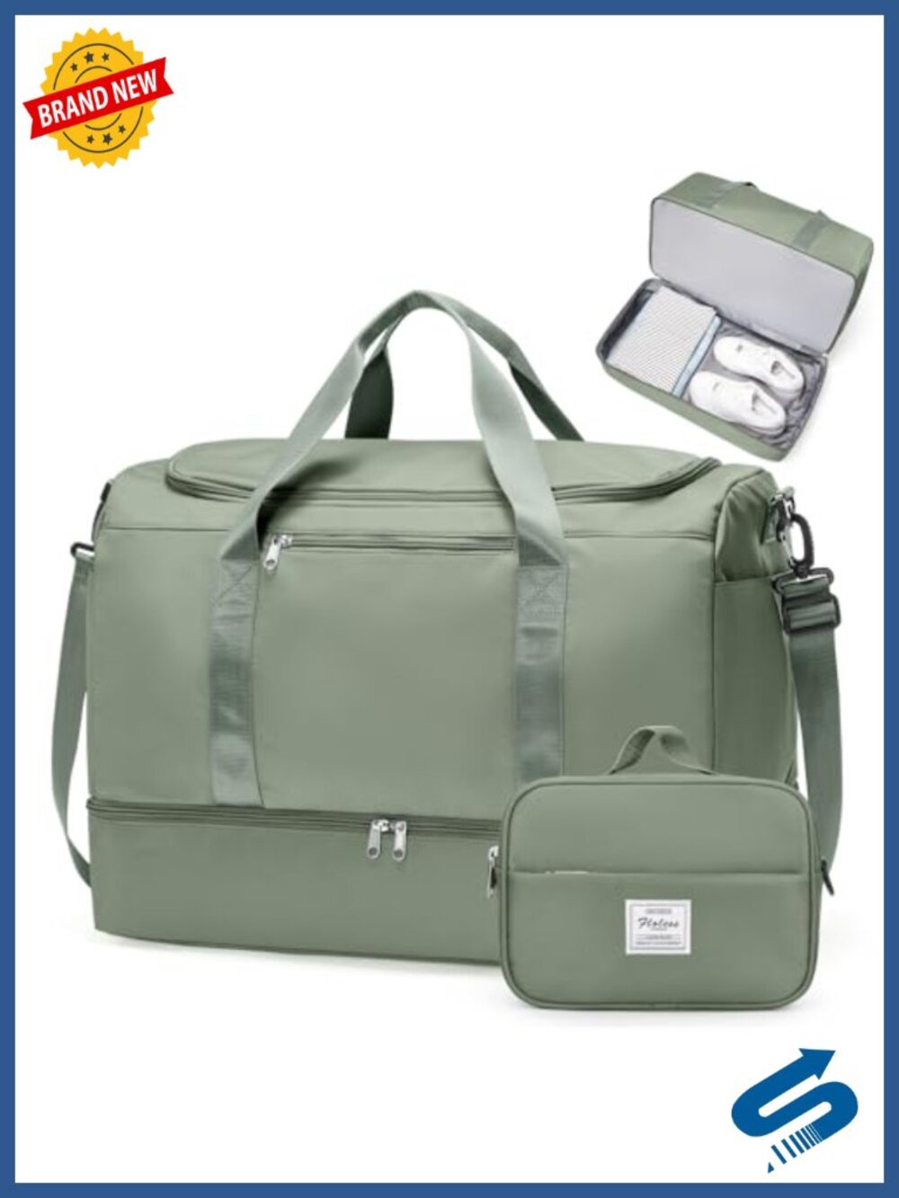 Extra Large Travel Duffel Bag Carry-On Weekender with Shoe Compartment